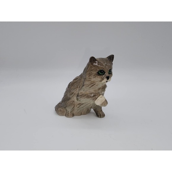 VINTAGE 1990's ROYAL DOULTON GRAY CAT W/ BANDAGED RIGHT PAW 3 ½" FIGURINE DA195 - Picture 9 of 9